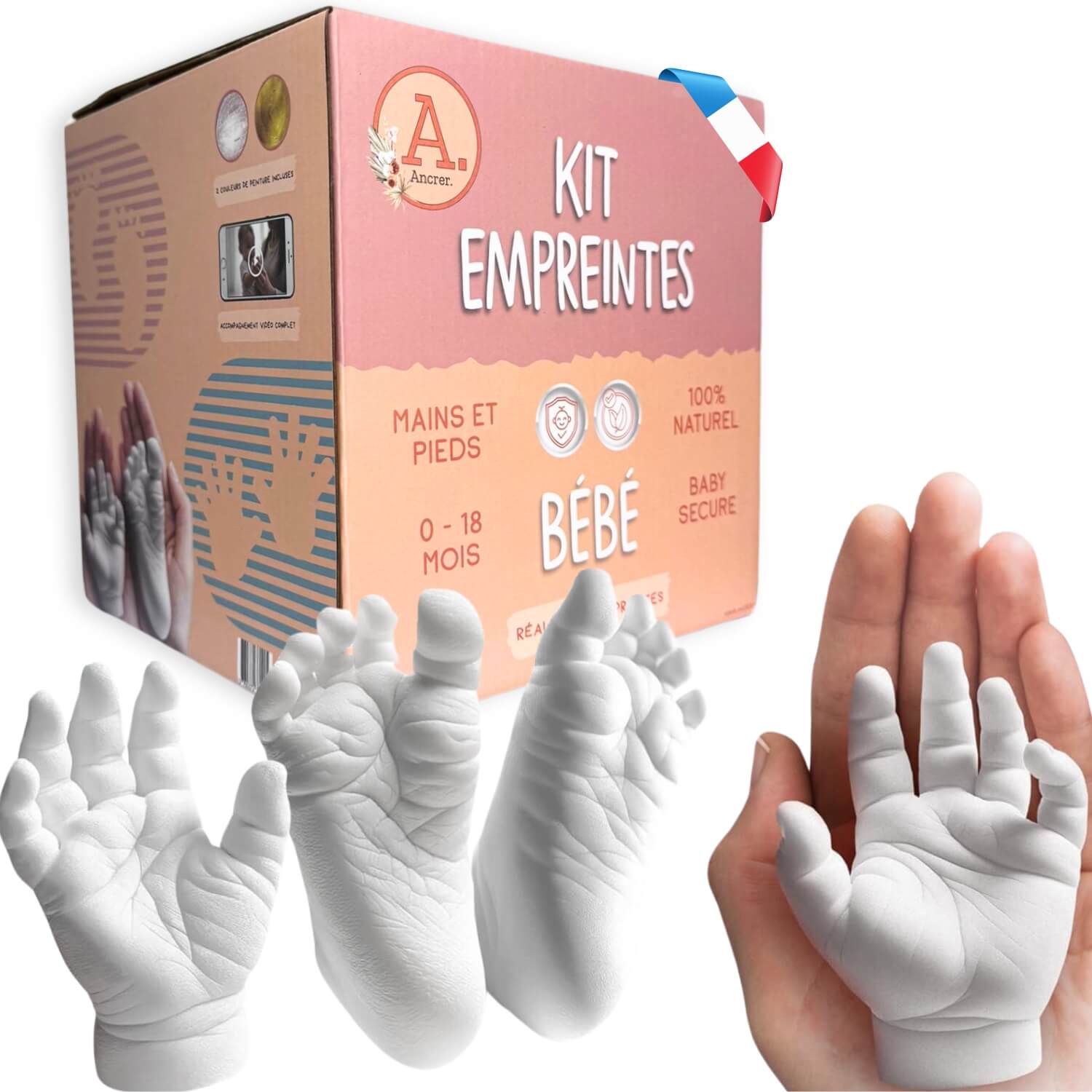 Cadeau de naissance kit empreintes bébé mains et pieds