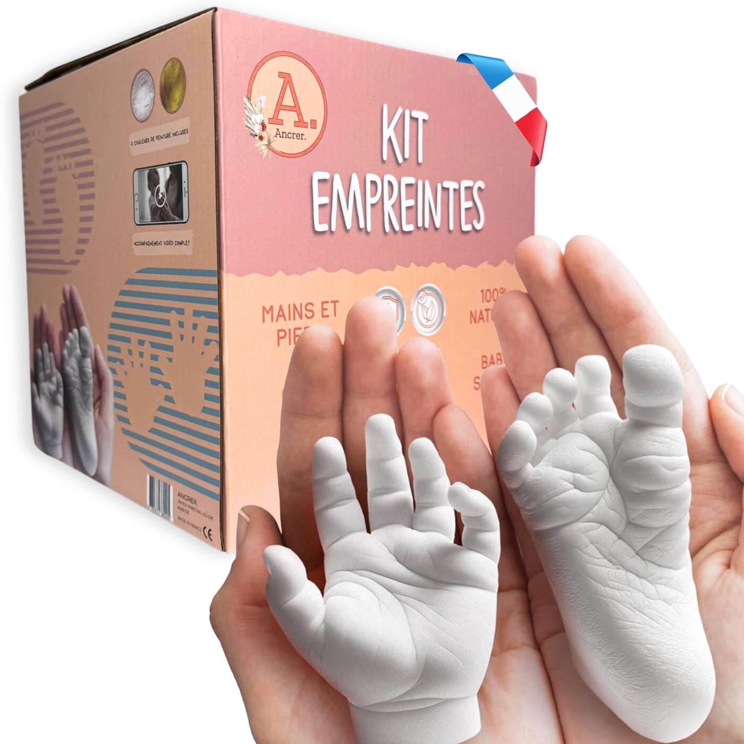 Kit empreinte bébé 2 empreintes Made in France pour cadeau de naissance