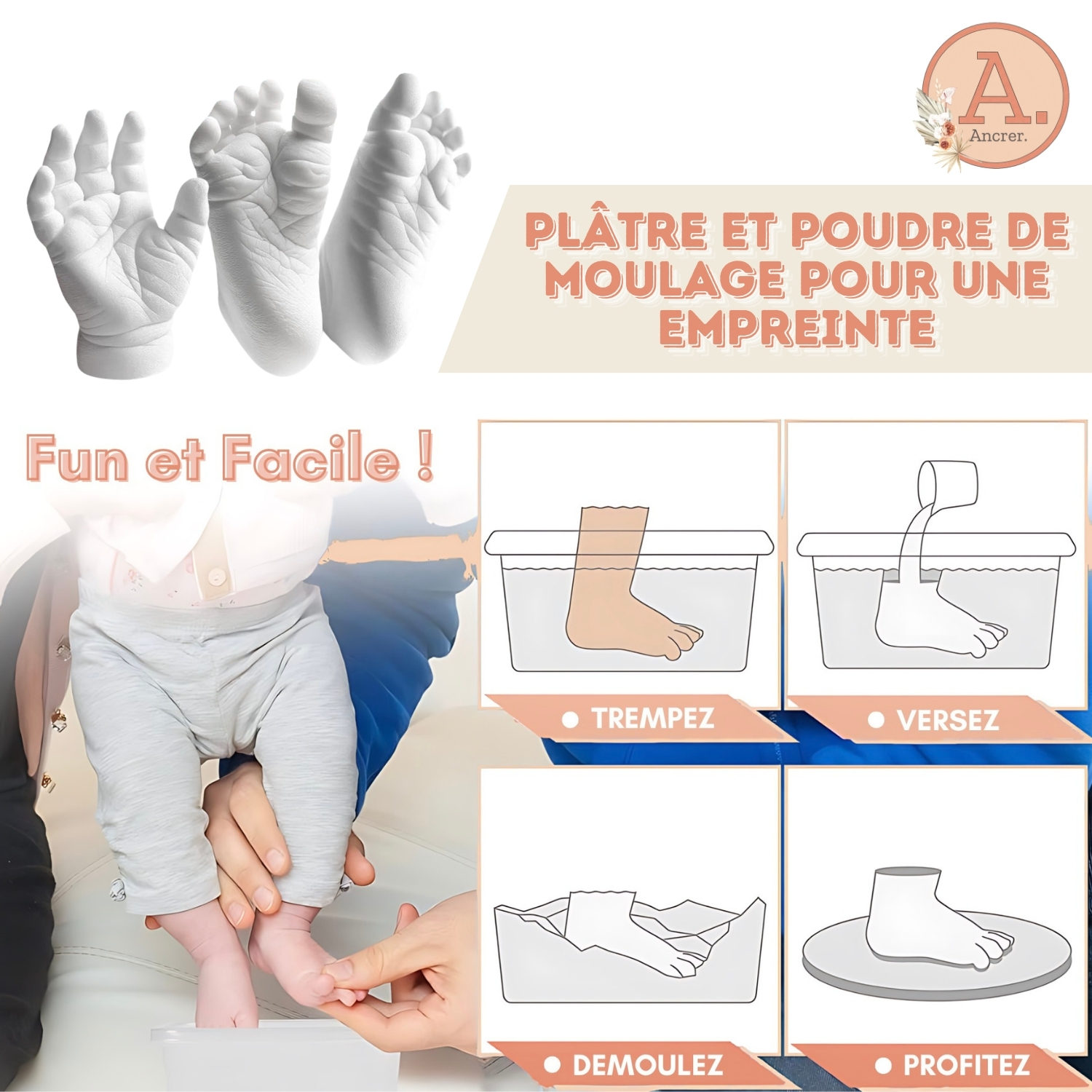 Sachet de Plâtre et Poudre de Moulage Ancrer – Créez une Empreinte – Image 4